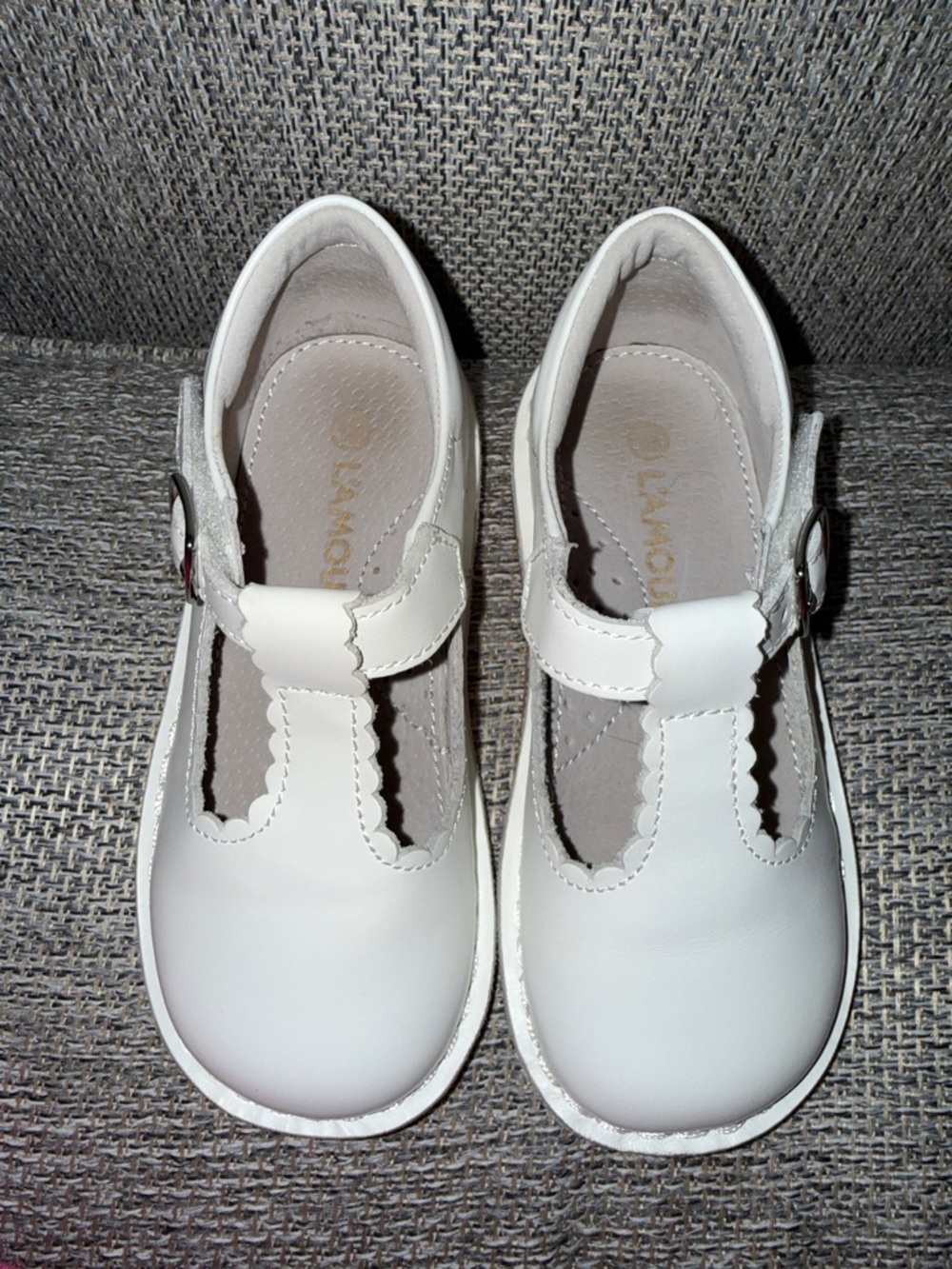 L’Amour White Girls T-Strap Dress Shoes